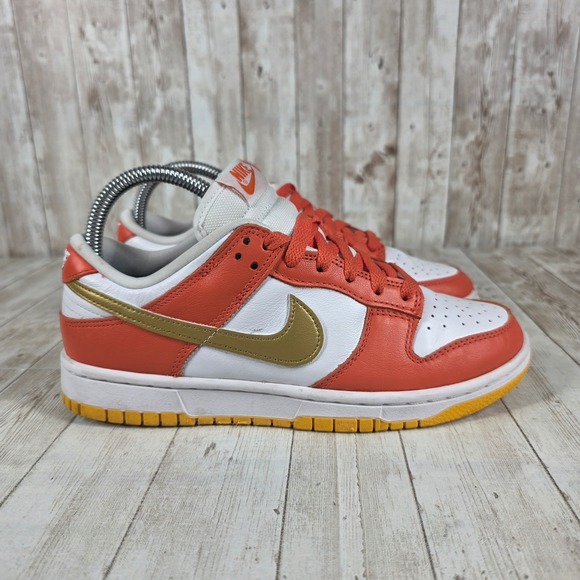 Nike Shoes - Nike Dunk Low White‎ Orange Gold GS Youth Size 7.5 DQ4690 800